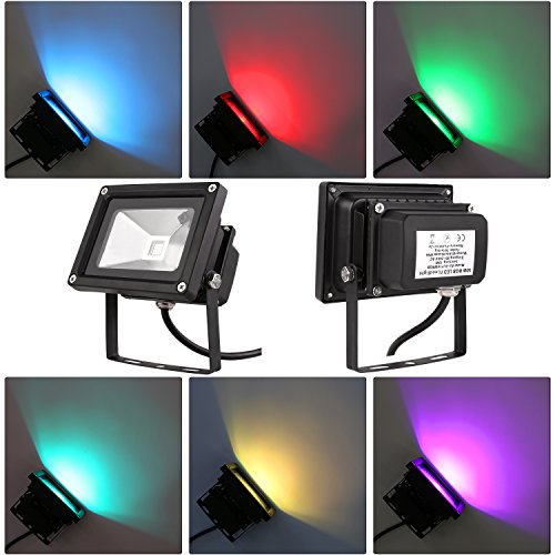 DECKEY 5St. 10W RGB Strahler LED 16 Farben Scheinwerfer Wasserdicht LED-Fluter Außenbeleuchtung IP65 Schwarz Gehäuse mit Fernbedienung Fluter Außen (5 Schwarz Stück) - 6