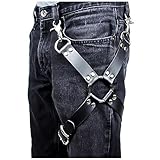 arnes de cuero para perros grandes Cantidad: 1pc liguero keland Arnés de Cuero Negro Punk Sexy Jaula Cinturón de ligadura de Muslo para Mujeres o Hombres (Negro-A)