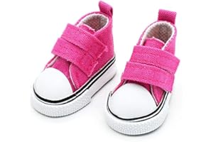 Aeromdale Doll Canvas Shoes Solid Color 5cm Doll Shoes with Adhesive Tape for 20cm Doll Girls Toy Gift - Rose Red - 1 Pair