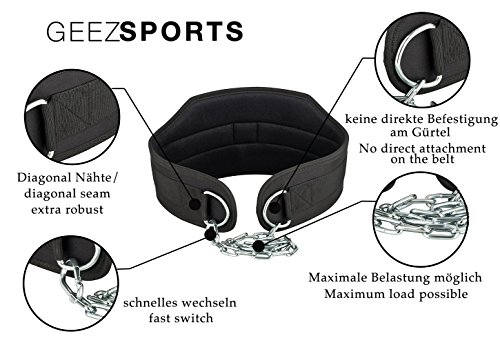 Geez Dip Gürtel von Sportlern für Sportler I Dipgürtel für Zusatzgewicht bei Klimmzug oder Dips - 3