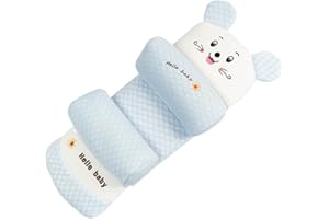 GINGER TECH Baby Head Shaping Pillow, Newborn Pillow to Prevent Flat Head, Adjustable Toddler Pillow, Soft and Breathable, Baby Anti-tilt Head Shaping Pillow for 0-3 Year (Blue)