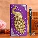 Produktbild Locaa(TM) For Xiaomi 4 Xiaomi4 MI4 MIUI4 3D Bling Pfau Leder + Gift Schale Fall einfach Hochwertige Abdeckung Bumper Schutzhülle Scratch Stoßstange Hülle Shell Cute Case Cover - [Pfau Serie 2] Lila Holster - Champagner Pfau