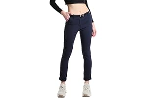 CRAZY GIRL Pantaloni Donna Eleganti Classici Elasticizzati Chino Tinta Unita Vita Media con Tasche e Cintura