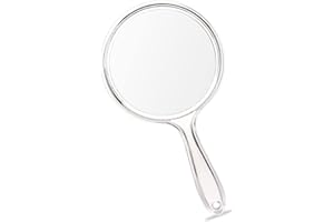 JPESYGFDK Handspiegel Mit Griff, Doppelseitiger Handspiegel, Tragbar Kosmetikspiegel, Kosmetikspiegel, Handspiegel Mit Vergrößerung, Für Tägliche Make-up Damen Zuhause Und Reisenutzung (Transparent)