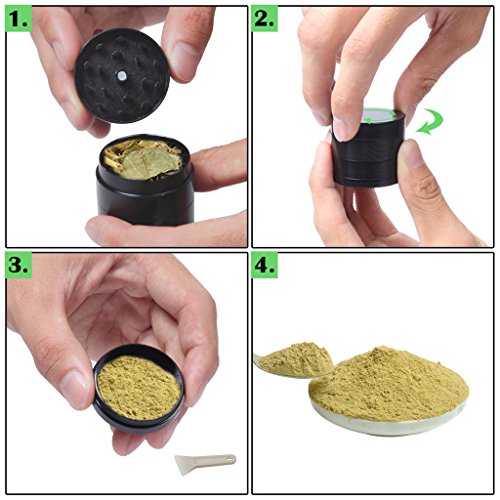 edealing (TM) Mini 4 Schichten Legierung Metall Tabak Crusher Hand Muller Smoke Herbal-Kraut-Schleifer (Schwarz) - 6