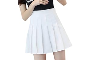 TIMEMEAN Femmes Taille Haute Une Ligne Plissée Mini Jupe Patineuse Décontracté Couleur Unie école De Tennis Jupes Uniformes