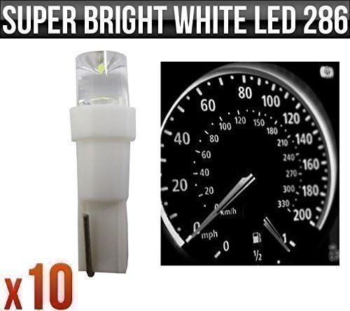 12v 1.2w T5 5mm Super Bright White LED Wedge Car Dashboard Speedo Bulbs 286 x 10