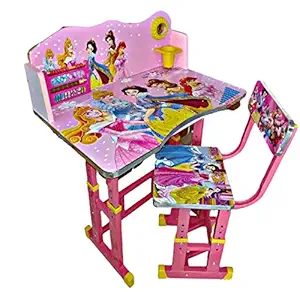 Toby Baby Desk Premium Cartoon Printed Kids Study Table and Chair Set Height Adjustable