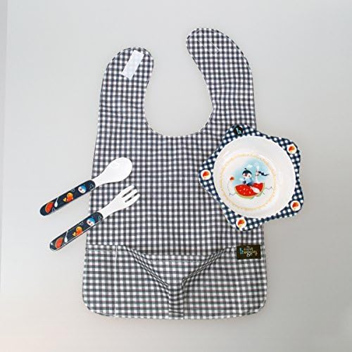 My Friend Huggles Feeding Bowl &amp; Bib, with Food Catcher Pocket, Blue by My Friend Huggles