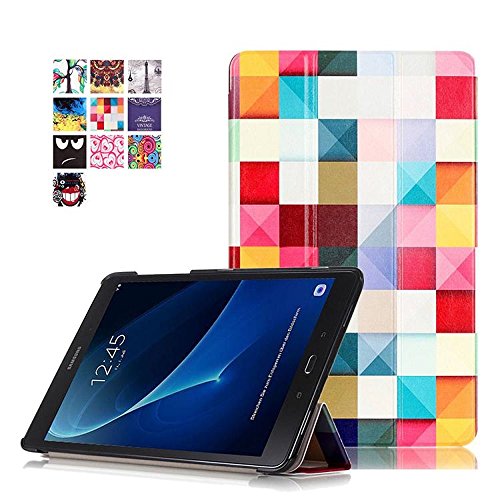 Ultra Slim Samsung Tab A6 10.1 Hülle Case Tasche PU Leder Schutzhülle für Samsung Galaxy Tab A (2016) SM-T580N/T585N 25,54 cm (10,1 Zoll) Smart Cover Case Skin Schale mit Standfunktion (#2 Bunte Würfel)