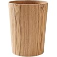 BISOZER Wood Trash Can, Round Stackable Wastebasket, Natural Wood Garbage Recycling Bin for Bathrooms, Powder Rooms, Kitchens, Home Offices (A-Light Wood)