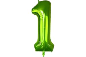 DAZAKA Palloncini Compleanno 1 Anno Verdi - 101 CM Giganti Palloncini Numeri 1 Verde - Decorazioni Festa Compleanno - Gonfiabili Elio o Aria