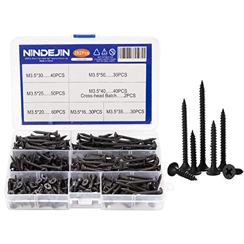 Flachkopfschrauben-Set, Schwarz, 282 Stück