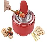 Team Kalorik Machine à Glace et Yaourtière 2-en-1, Capacité de 1 L de yaourt et 0.6 L de glace, 15 W, Rouge, TKG Ice 2500 R