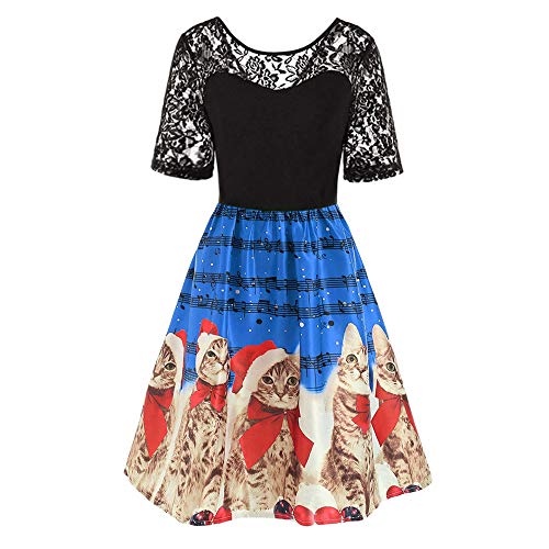 VEMOW Damen Elegantes Cocktailkleid Abendkleid Damen Mode Sleeveless Christmas Cats Musical Notes Print Beiläufig Täglich Vintage Flare Dress(X1-Marine, EU-44/CN-2XL) VEMOW Damen Elegantes Cocktailkleid Abendkleid Damen Mode Sleeveless Christmas Cats Musical Notes Print Beiläufig Täglich Vintage Flare Dress(X1-Marine, EU-44/CN-2XL)