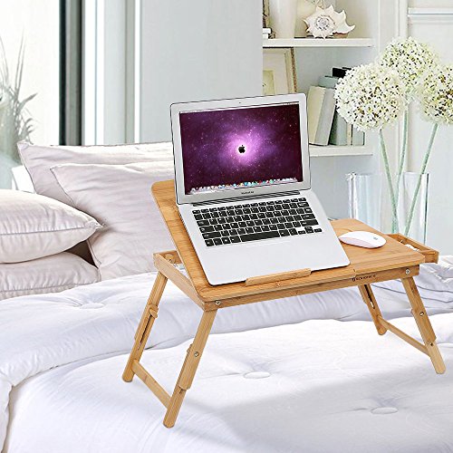 Songmics Laptoptisch Betttisch Notebooktisch Lapdesks für bis 17 Zoll Laptops höhenverstellbar Faltbare 55 x 35 x 29 cm LLD002 - 2