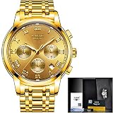 Watch-LUTEM Herren Chronograph Luxus Wasserdichte Armbanduhren Uhr Uhren mit Edelstahlarmband, Business Casual Uhr, Leuchtzeiger, Minuten- und Kalenderanzeige