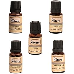 Pure Source India Essential Oil Aroma Oil 5 In One Pack (Lemon Grass, Lavender, Jasmine, Rose, Sandal Wood 10 ML Each.