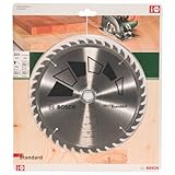 Bosch 2609256822 Standard Lame de scie circulaire 40 dents carbure Coupe nette Diamètre 205 mm alésage/alésage avec bague de réduction 24/20/18/16 Largeur de coupe 2,2 mm