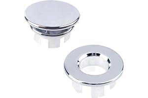 Diffaxy 2 Stück Waschbecken Überlauf Abdeckung, Überlauf Abdeckung und Ring-Set für Waschbecken Loch mit Ø 22-24 mm Öffnung, Runde Abdeckung für Waschbecken, Badezimmer, Küche