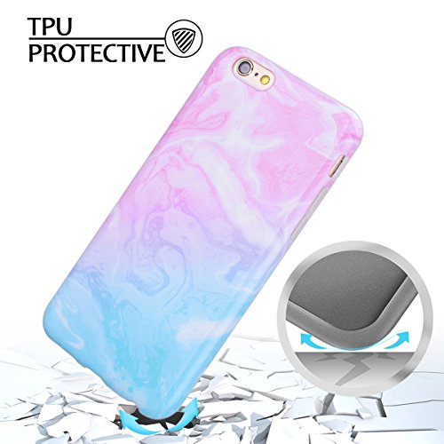 Funda iPhone 6 Plus  E-Lush M  rmol Suave Silicona TPU Carcasa Ultra Delgado Flexible Gel Parachoques Goma Mate Opaco Case Cover iPhone 6s Plus Bumper Amortigua Golpes Protectiva Caso para iPhone 6 Plus  5 5 Pulgadas  Smartphone Anti-Rasgu  o y Resistente Tapa - Rosado con Azul