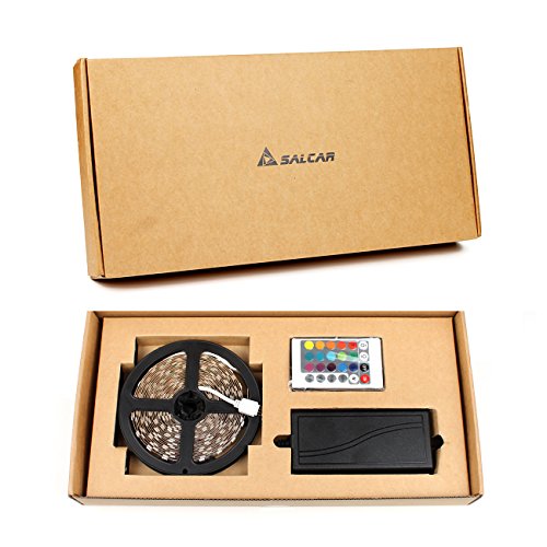 Salcar 5m RGB LED Strip LED Streifen mit 300 LEDs (SMD5050), 16 Farben auswählbar, inkl. 24 Tasten IR-Fernbedienung, Controller und 12V 60W Netzteil - 7