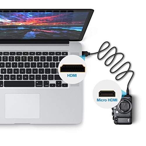 HDMI auf Micro HDMI Kabel, Rankie 4.5m High-Speed Micro HDMI zu HDMI Kabel HDTV Cable Unterstützt Ethernet, 3D, 4K und Audio Return (Schwarz) – R1106C - 6