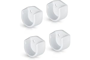 Gedotec Appendiabiti a tubo rotondo per aste da guardaroba Ø 18 mm | Supporto a tubo rotondo per asta da guardaroba | plastica bianca | 4 pezzi - supporti per aste da guardaroba per montaggio a parete