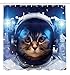Produktbild BUZRL Cat Decorations Shower Curtain by, Astronomy Gifts Astronaut Cat in Space Graphic Galaxy Cosmos Art Prints for Kids Cute Kitten Design Decor Fabric Machine Washable, Navy Gray,60x72 inches