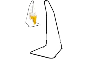 KOMFOTTEU Hängemattengestell, Höhenverstellbarer Hängesesselständer, Hängesessel Rahmen Eisen mit Hake, Freistehender Hängesitzständer stabil, Max Belastung 150 kg, für Innenbereich, Patio, Garten