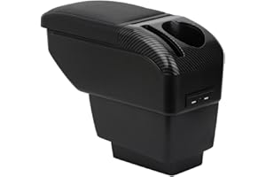 ZENVI Armrests Compatible with Skoda Fabia Armrest Mk3 2015-2020 Center Console Organizer Box Double Layer Storage Style Usable for Elbow Support （Black Style）