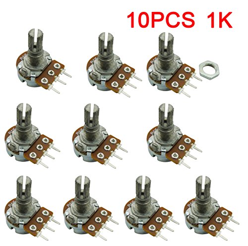 Aihasd 10PCS B1K 1K Ohm Adjustment Single Linear Rotary Taper Potentiometer Shaft 15mm