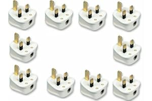 RETAAJ 5/10/20 13AMP 3 PIN PLUG FUSED WHITE MAINS PLASTIC UK PLUG 13A PACK SOCKET HEAVY DUTY ELECTRICAL PLUG (10)