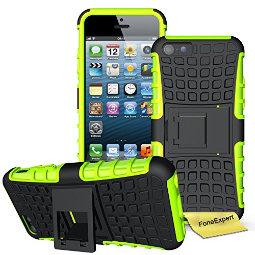 Preisvergleich Produktbild iPhone 5C Handy Tasche, FoneExpert® Hülle Abdeckung Cover schutzhülle Tough Strong Rugged Shock Proof Heavy Duty Case für Apple iPhone 5C + Displayschutzfolie (Grün)