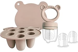 WeSweet Fruit Feeder for Baby - Silicone Baby Fruit Food Feeder- Breastmilk Popsicle Freezer Molds for Baby Teething & Infant Self Feeding Ideal Mum to Be Gifts (Sand Set)