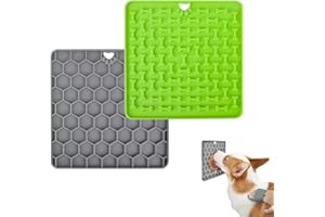 MOLEDA Podkładka do Lizania Psa Silikonowa z Przyssawkami 2 szt.Talerz do Lizania Psa Lick Mat Licking Pad Pies Liże Podkładkę do Karmy dla Zwierząt, Jogurtu Lub Masła Orzechowego (Szary+Zielony)