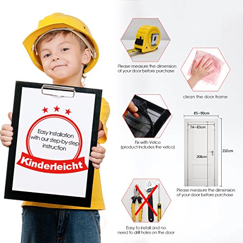 Fliegengitter Tür Insektenschutz Magnet Fliegenvorhang 90*210 | 110*220 – Klebmontage ohne Bohren – Vorhang für Balkontür Wohnzimmer Schiebetür Terrassentür - 6