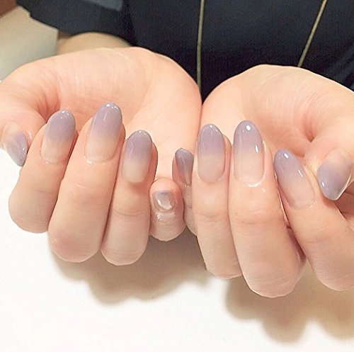 Jovono, unghie finte eleganti, french manicure per spose o damigella d'onore, colore viola