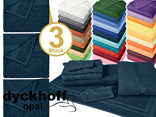 Frottiertücher der Serie Opal - erhältlich in 33 modernen Farben und 7 verschiedenen Größen -Markenqualität von Dyckhoff, 1 Pack (3 Stück) - Handtücher [50 x 100 cm], marine
