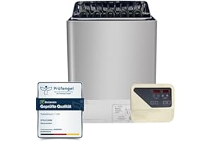 WUNDERBAD Thermolux Stufa per sauna 4,5 KW con funzionamento touch senza pietre per sauna, riscaldatore elettrico finlandese Gunmetal, riscaldatore elettrico sauna