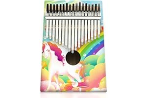 Hearda Portable Kalimba Thumb Piano 17 keys, Solid Spruce Wood Handmade Mbira Finger Piano, African Finger Keyboard with Tuning Hammer, Gift for Friends Adult Beginners (Unicorn)