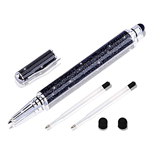METRO 2 in 1 Eingabestift Touchstift Stylus für Tablet iPad iPhone Samsung Galaxy Tab mit 2x Kugelschreiber,2x extra Ersatzspitzen (Schwarz) - 2