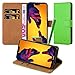 Price comparison product image Huawei P20 Lite Case - Wallet Book [Stand View] Card Case Cover Premium Leather Folio Case for Huawei P20 Lite with Screen Protector, Microfibre Polishing Cloth and Touch Stylus Pen (Lime)