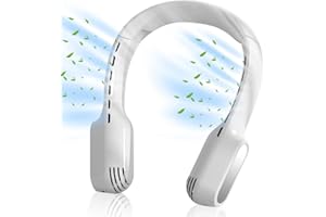 HEGEHE Pliable Ventilateur Portable Mini Ventilateur Rechargeable USB Silencieux Mains Libres Sans Lame, Petit Ventilateur Cou Flux d’ air à 360° pour Bureau/Exterieur/Voyage/Travail (Blanc)