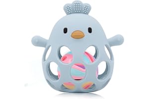 JoyJoyful Greifball für Babys, Montessori Spielzeug für 0 3 6 9 Monate, Knisterspielzeug BeißRing Silikon Sensorik Spielzeug, Rassel BeißSpielzeug Geschenke für Neugeborene Kleinkinder (Blau)