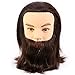 Man Mannequin Head 100% Real Human Hair With Beard Cosmetology Hairdressing Training Manikin Doll (Table Clamp Holder Included) EHF0408W