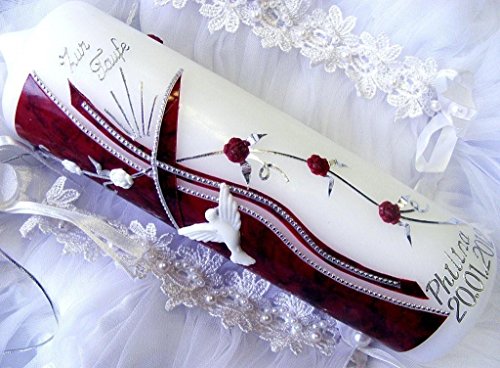 Taufkerze Kommunionkerze Junge Mädchen 250/70 mm VT-44 inkl. Zubehör für selbstbeschriften