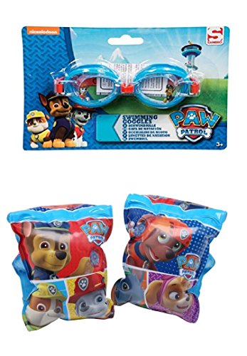 Set of 2 - NICKELODEON Paw Patrol Water/Outdoor Toys (Goggle & Armbands) - blue-