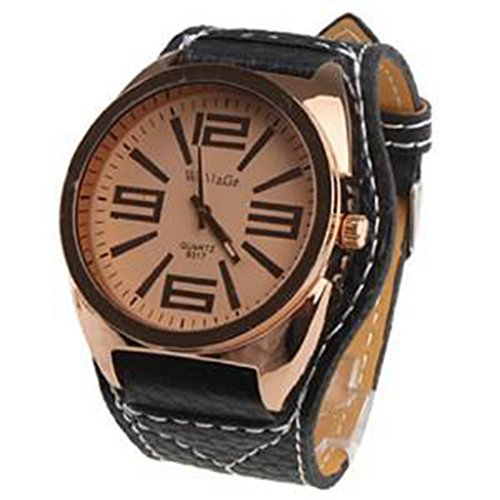 Unisex groe Zifferblatt Stil PU-Leder-Quarz-Armbanduhr (schwarz) WTH0234 Unisex groe Zifferblatt Stil PU-Leder-Quarz-Armbanduhr (schwarz) WTH0234