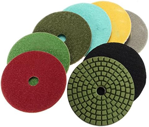 Caxmtu 10Pcs Wet/Dry Diamond Polishing Pads Set 3 Inch 80mm Grit 50-3000 + 1Pcs Hook and Loop Backing Pad Backer for Granite Stone Concrete Marble Polish